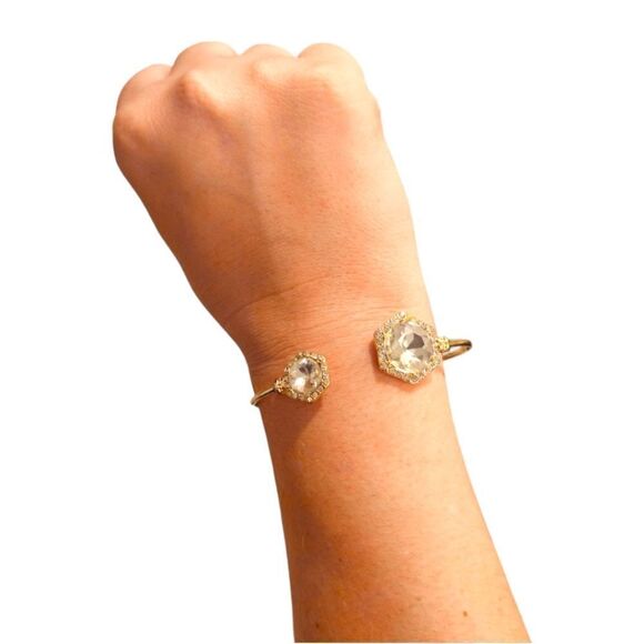 Sparkling Crystal Open Top Cuff Bangle - Picture 7 of 15
